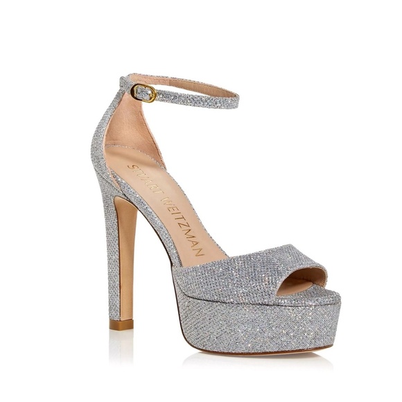 NEW Stuart Weitzman Disco Platform Sandal Silver Crystal Sparkle 8.5 $525 Retail - Picture 3 of 14